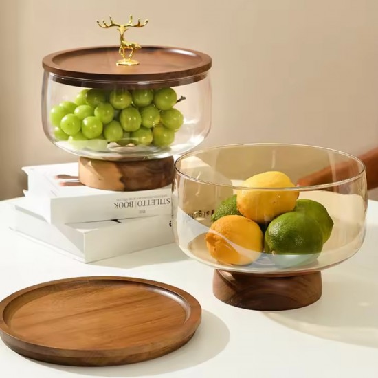 Wooden & Glass Serving Platter 16cm